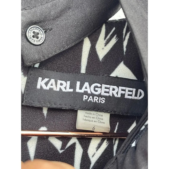 Karl Lagerfeld Womens Sleeveless Bowtie Detachable Collar A-Line Dress Black 6 - Picture 10 of 10